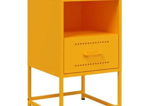 Noptieră, galben muștar, 36x39x60,5 cm, oțel - 4/5