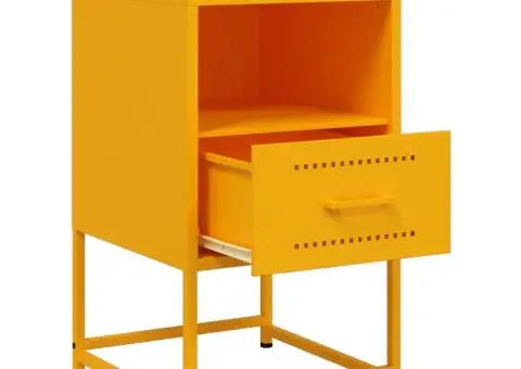 Noptieră, galben muștar, 36x39x60,5 cm, oțel - 5/5
