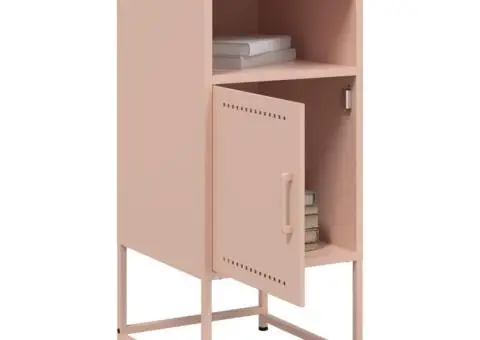 Noptiere, 2 buc., roz, 36x39x78 cm, oțel - 3/5