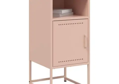 Noptiere, 2 buc., roz, 36x39x78 cm, oțel - 4/5