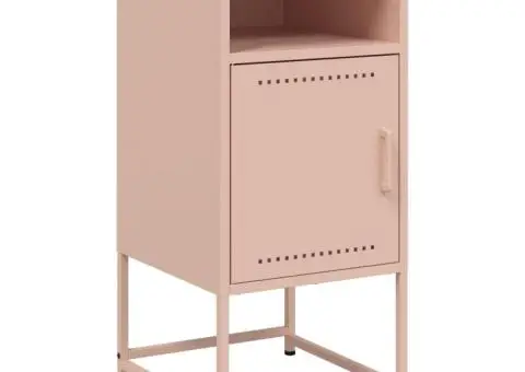 Noptiere, 2 buc., roz, 36x39x78 cm, oțel - 5/5