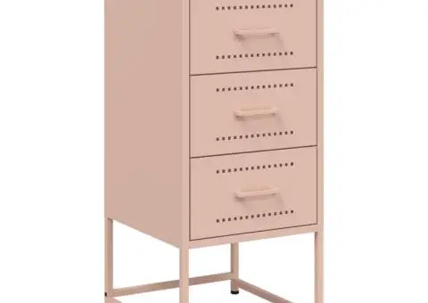 Noptiere, 2 buc., roz, 36x39x78 cm, oțel - 3/5