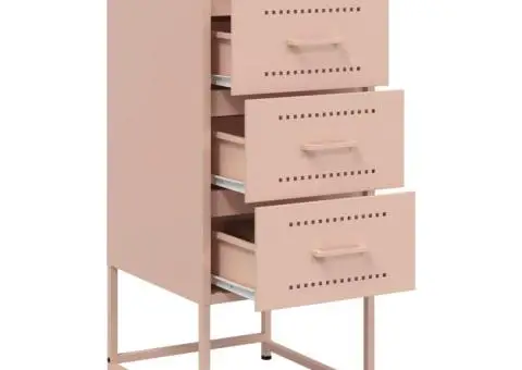 Noptiere, 2 buc., roz, 36x39x78 cm, oțel - 4/5