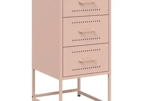 Noptiere, 2 buc., roz, 36x39x78 cm, oțel - 5/5