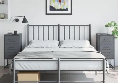 Noptiere, 2 buc., antracit, 36x39x78 cm, oțel - 1/5