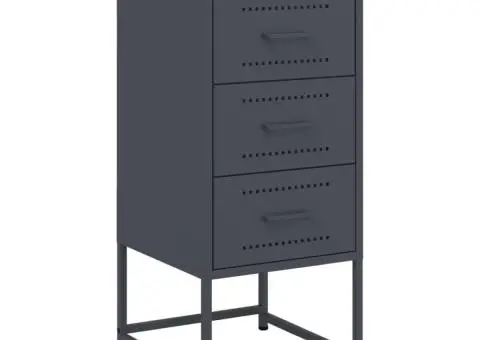 Noptiere, 2 buc., antracit, 36x39x78 cm, oțel - 3/5