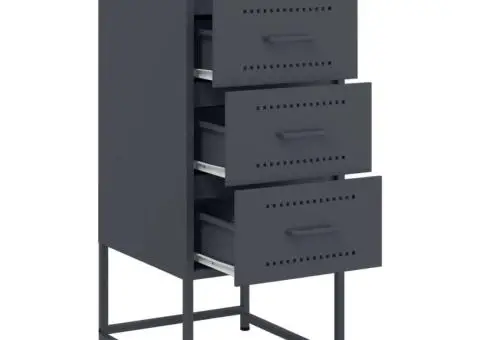 Noptiere, 2 buc., antracit, 36x39x78 cm, oțel - 4/5