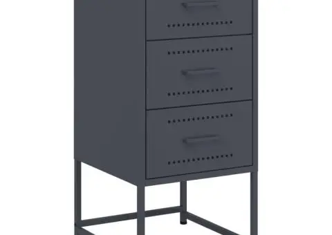 Noptiere, 2 buc., antracit, 36x39x78 cm, oțel - 5/5