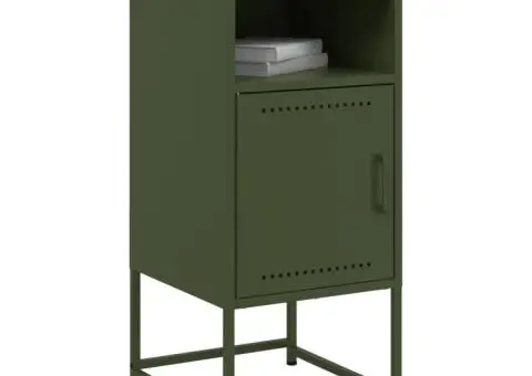 Noptieră, verde măsliniu, 36x39x78 cm, oțel - 4/5