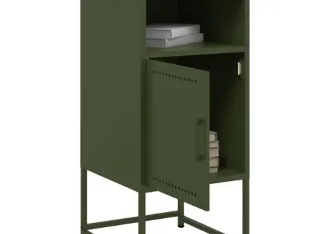 Noptieră, verde măsliniu, 36x39x78 cm, oțel - 5/5