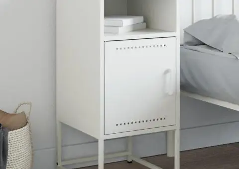 Noptieră, alb, 36x39x78 cm, oțel - 1/5