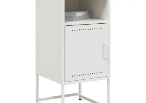 Noptieră, alb, 36x39x78 cm, oțel - 4/5