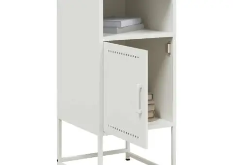 Noptieră, alb, 36x39x78 cm, oțel - 5/5