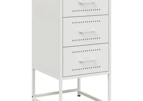 Noptieră, alb, 36x39x78 cm, oțel - 2/5