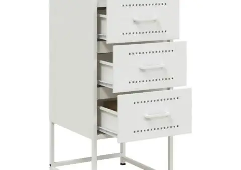 Noptieră, alb, 36x39x78 cm, oțel - 5/5