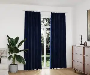 vidaXL Draperii opace 2 buc. albastru închis 140x175cm catifea cârlige