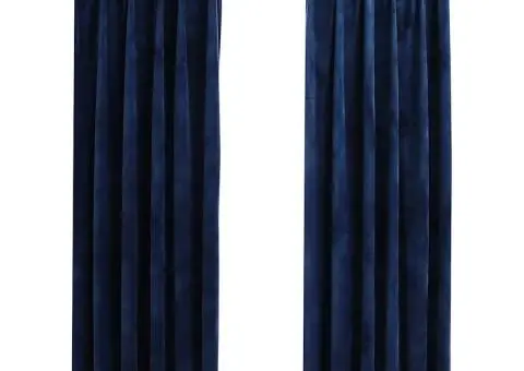 Draperii opace 2 buc. albastru închis 140x175cm catifea cârlige - 2/5