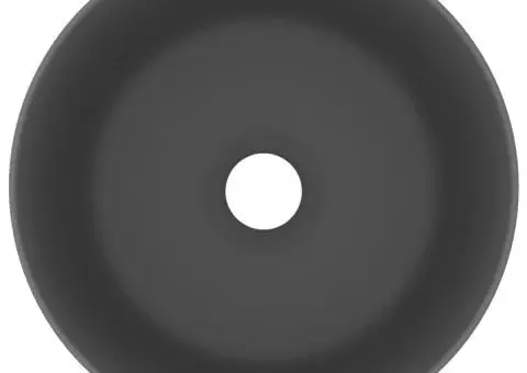 Chiuvetă baie lux, gri închis mat, 40x15 cm, ceramică, rotund - 3/5