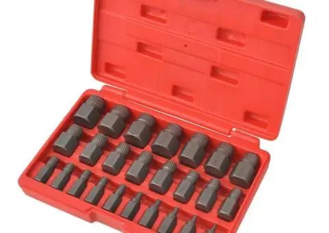 Set extractor șuruburi, caneluri multiple, 25 de piese, oțel - 2/4