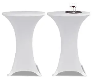 vidaXL Husă de masă cu picior Ø70 cm, 2 buc., alb, elastic