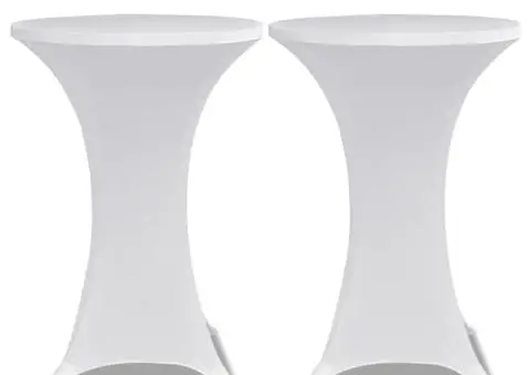 Husă de masă cu picior Ø70 cm, 2 buc., alb, elastic - 2/5