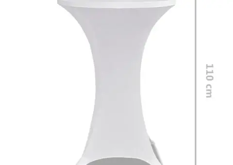 Husă de masă cu picior Ø70 cm, 2 buc., alb, elastic - 5/5