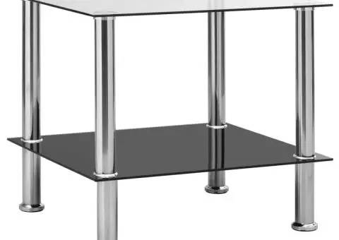 Masă laterală, transparent, 45 x 50 x 45 cm, sticlă securizată - 1/5