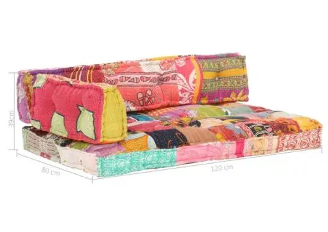 Pernă pentru canapea din paleți, multicolor, textil, petice - 5/5