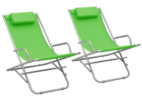 Scaune balansoar, 2 buc., verde, oțel - 1/5