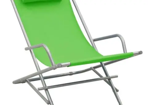 Scaune balansoar, 2 buc., verde, oțel - 2/5