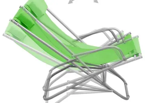 Scaune balansoar, 2 buc., verde, oțel - 5/5