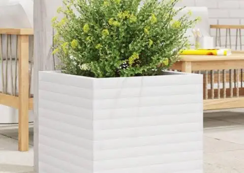 Jardinieră de grădină, alb, 50x50x46 cm, lemn masiv de pin - 1/5
