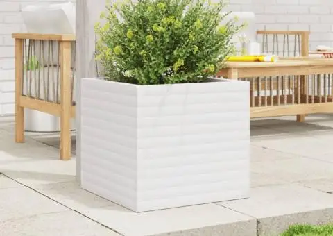 Jardinieră de grădină, alb, 50x50x46 cm, lemn masiv de pin - 3/5