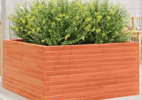 Jardinieră de grădină, maro ceruit, 90x90x46 cm, lemn masiv pin - 1/5