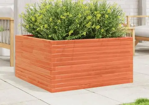 Jardinieră de grădină, maro ceruit, 90x90x46 cm, lemn masiv pin - 3/5