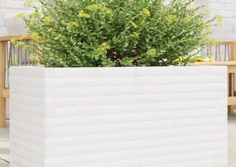Jardinieră de grădină, alb, 90x40x46 cm, lemn masiv de pin - 1/5