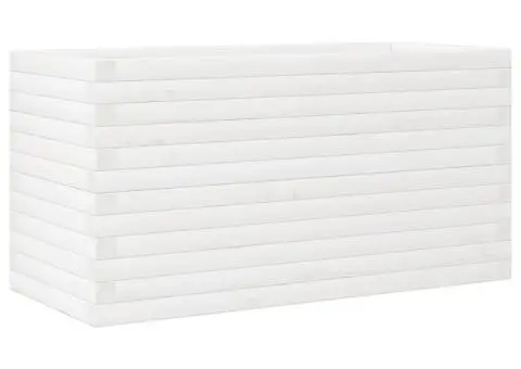 Jardinieră de grădină, alb, 90x40x46 cm, lemn masiv de pin - 2/5