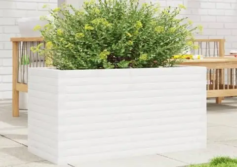 Jardinieră de grădină, alb, 90x40x46 cm, lemn masiv de pin - 3/5