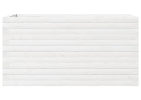 Jardinieră de grădină, alb, 90x40x46 cm, lemn masiv de pin - 5/5