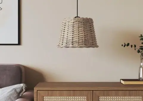 Abajur lustră, maro, Ø30x20 cm, răchită - 1/5