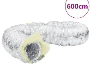 vidaXL Conductă de ventilație izolată, 6 m, Ø15 cm, aluminiu