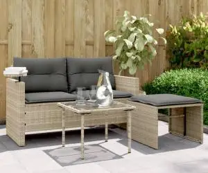 vidaXL Set canapele de grădină cu perne, 3 piese gri deschis poliratan