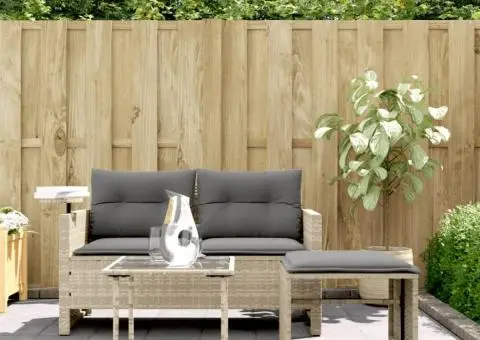 Set canapele de grădină cu perne, 3 piese gri deschis poliratan - 3/5