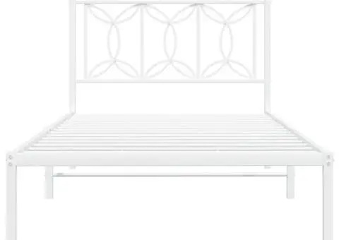 Cadru de pat metalic cu tăblie, alb, 100x190 cm - 4/5