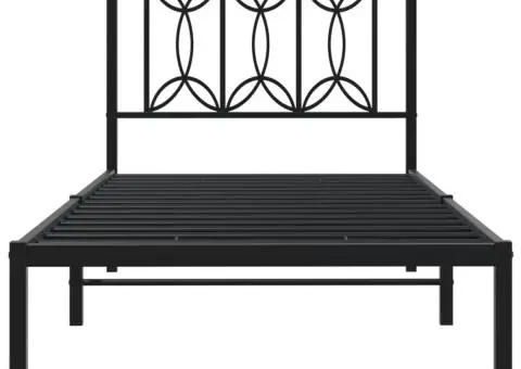 Cadru de pat metalic cu tăblie, negru, 80x200 cm - 4/5