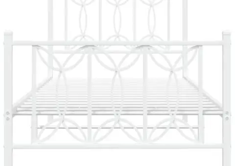 Cadru de pat metalic cu tăblie de cap/picioare, alb, 80x200 cm - 4/5