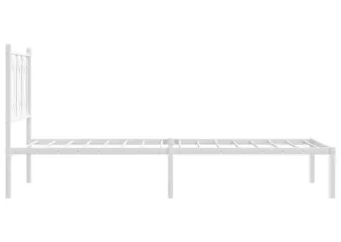Cadru de pat metalic fără saltea, cu tăblie, alb, 75x190 cm - 5/5