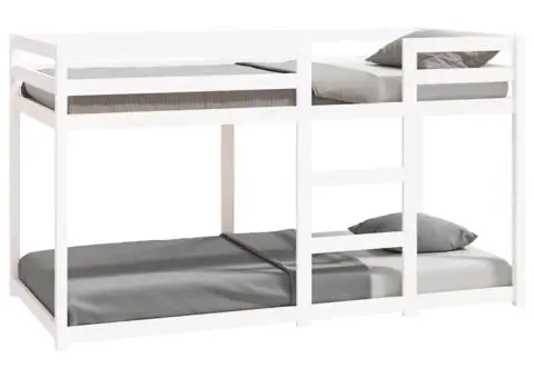 Pat supraetajat, alb, 90x200 cm, lemn masiv de pin - 2/5