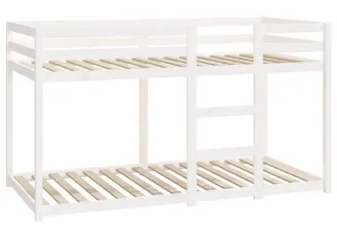 Pat supraetajat, alb, 90x200 cm, lemn masiv de pin - 3/5