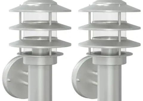 Corpuri de iluminat exterior de perete 2 buc argintiu oțel inox - 2/5